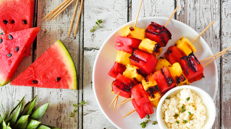 Grilled fruit kabobs with pineapple