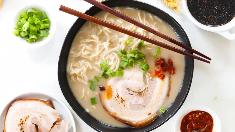 Brothy ramen bowl with pork