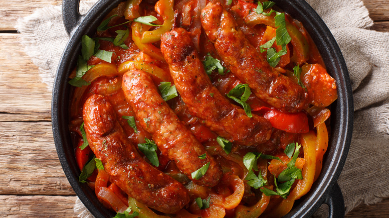 Italian sausage cooked peppers onions