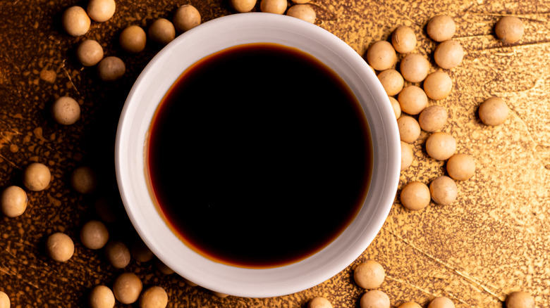 Soy sauce with soybeans