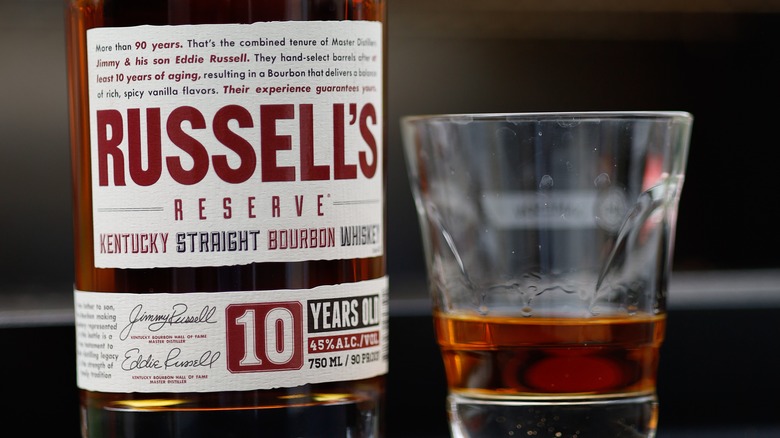 Bottle and glass of Russell's Reserve 10-Year