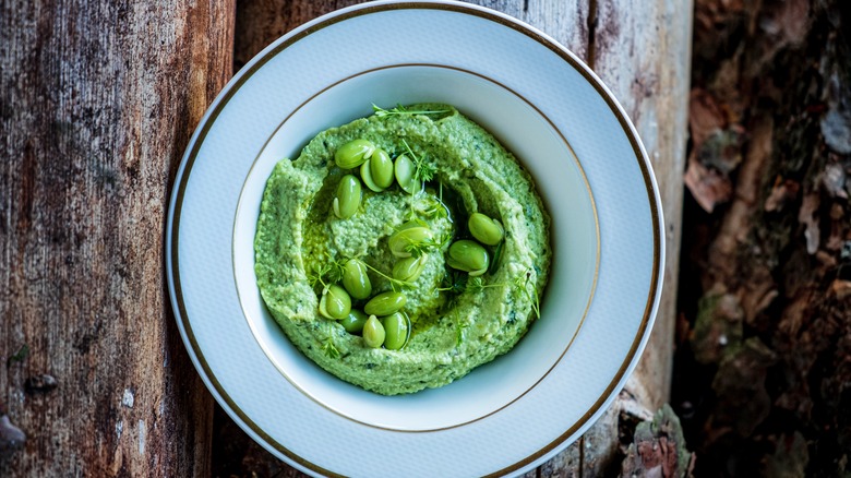 Edamame dip in bowl