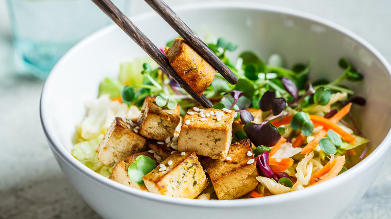 Tofu on salad