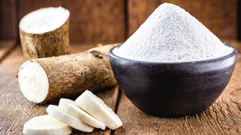 Cassava root and flour