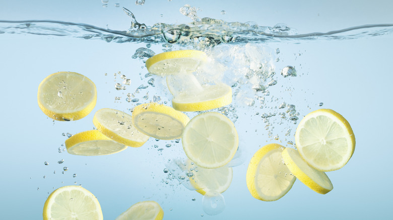 Lemon slices in water