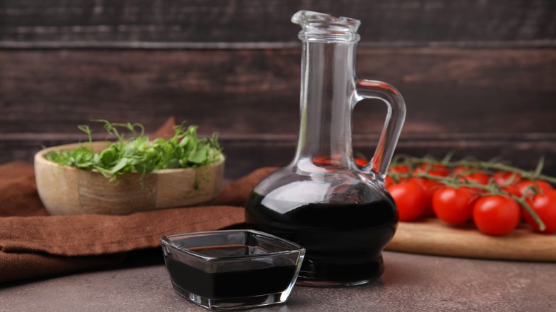 Balsamic vinegar in a pitcher