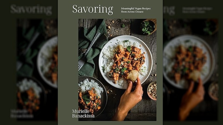 Cookbook cover of Savoring: Meaningful Vegan Recipes from Across Oceans by Murielle Banackissa