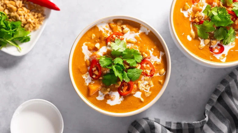 Spicy coconut peanut soup