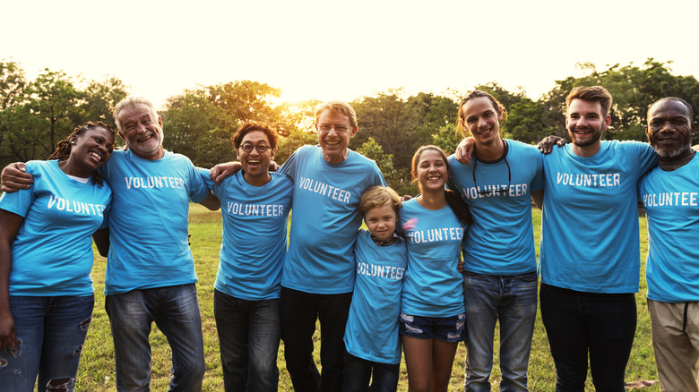 Group of happy volunteers