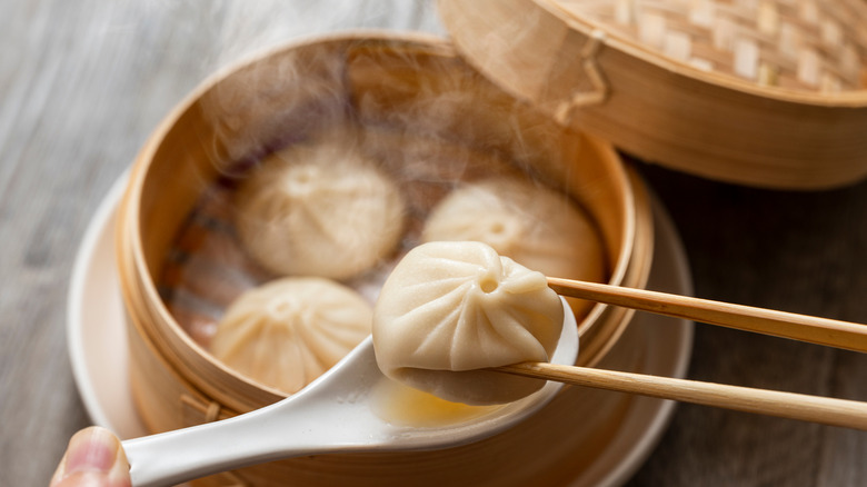 Soup dumpling with bamboo steamer