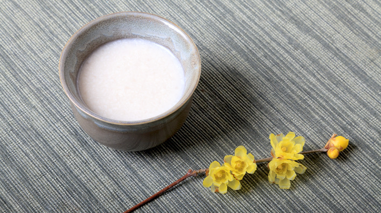 Amazake in a clay cup