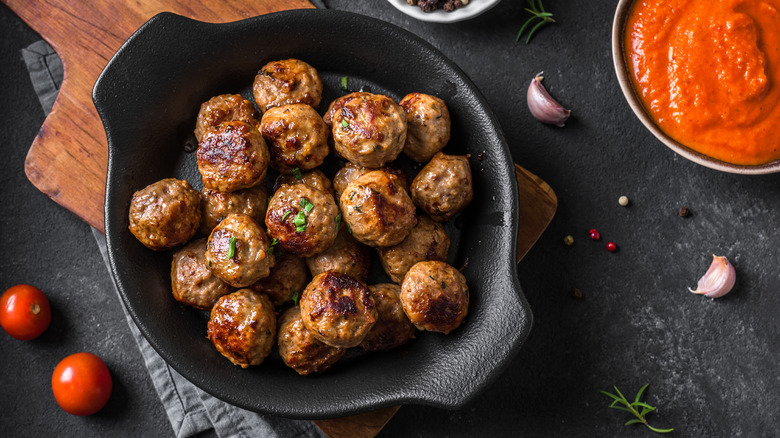 meatballs in pan