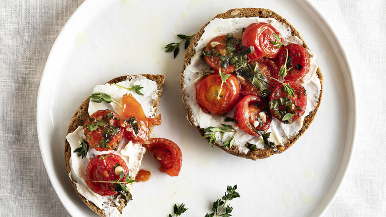 bruschetta with cheese and thyme