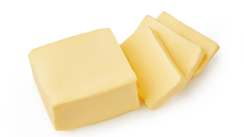 butter on white background