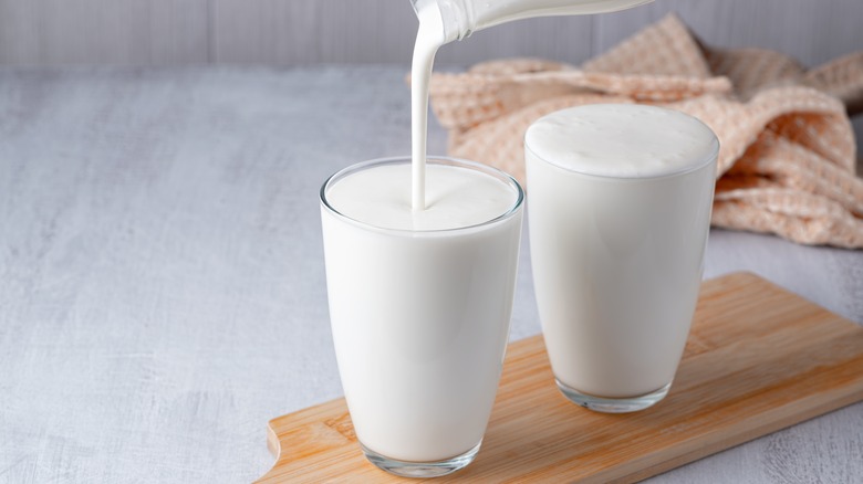 Glasses of buttermilk