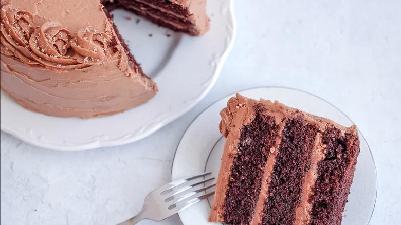 Slice of chocolate mocha cake 