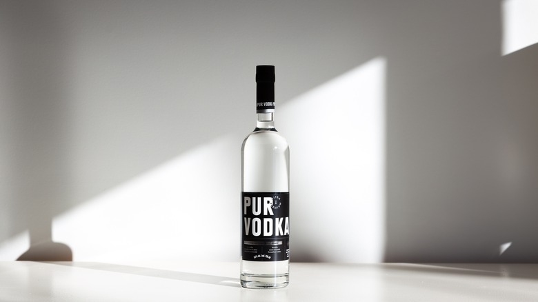 Vodka bottle on table