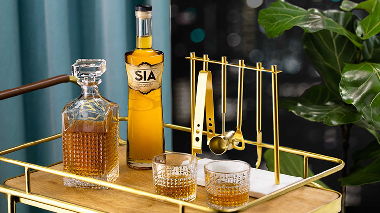 SIA Scotch Whisky on bar cart