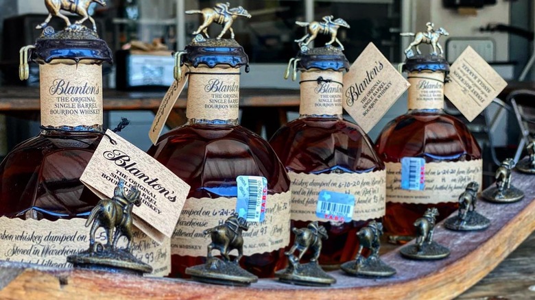 row of Blanton's Single Barrel bottles