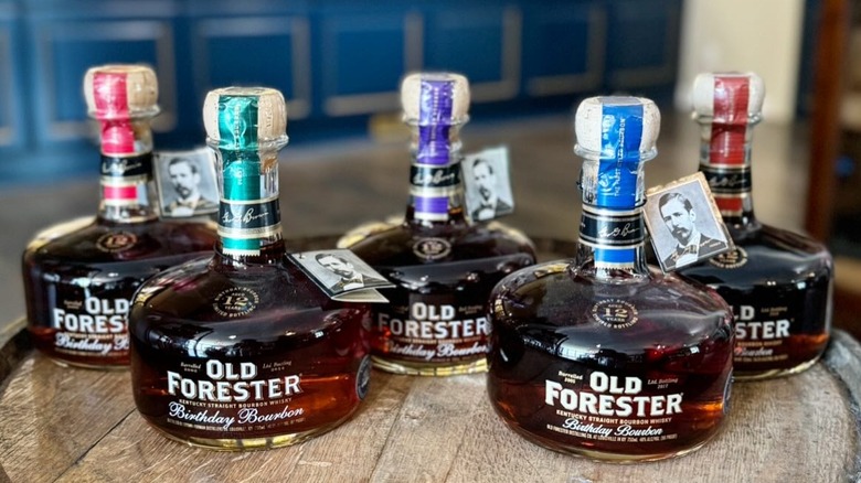 assorted Old Forester Birthday Bourbon bottles