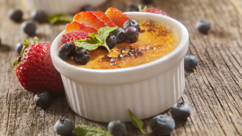 creme brulee with fresh fruit