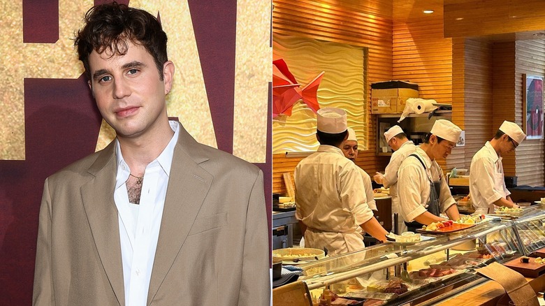 Ben Platt posing, sushi chefs cooking