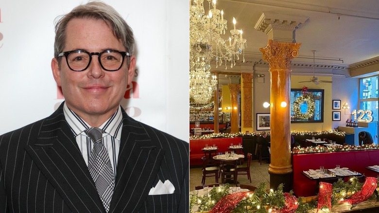 Matthew Broderick smiling, decorated dining room