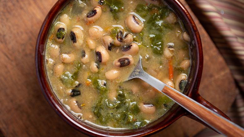 Black-eyed peas used in a soup