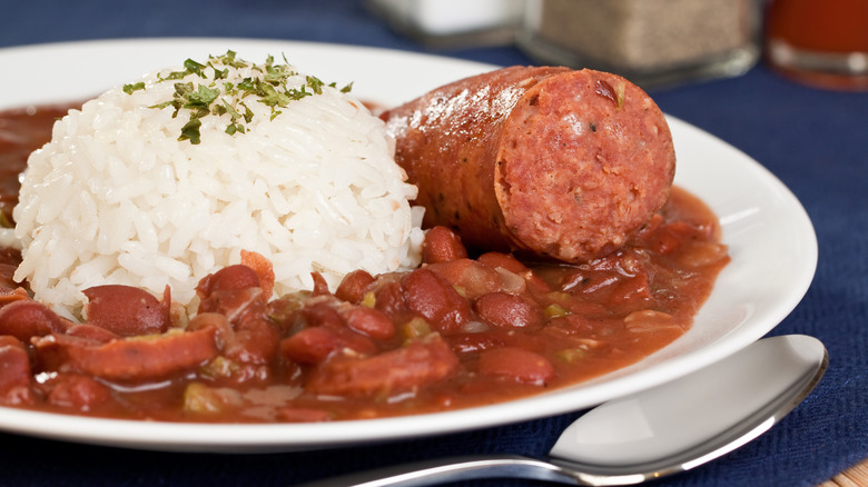 Red beans, rice, and sausage