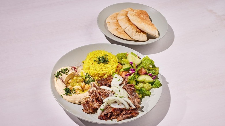 Sinya Mediterranean Grill's beef shawarma platter with pita