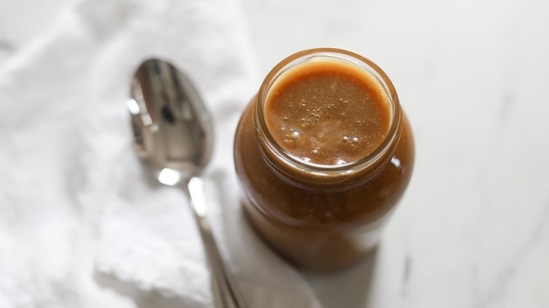 caramel sauce in jar