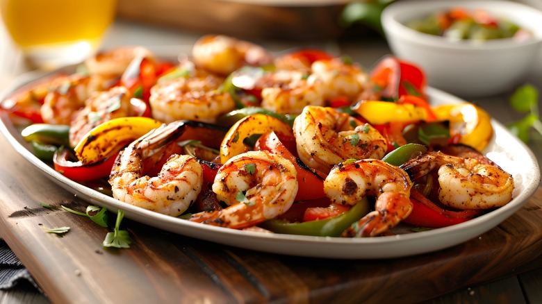 plate of shrimp fajta filling