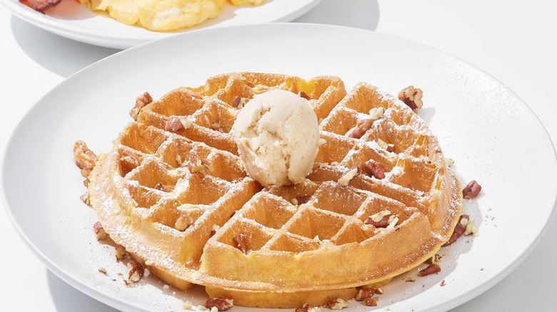 pumpkin waffle with pecans