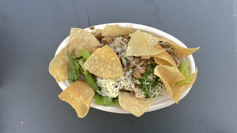 chipotle salad bowl with chips