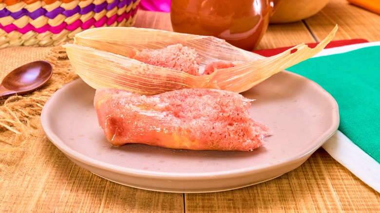 Sweet tamales on a white plate