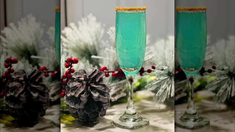 Tiffany Mimosa with holiday decor