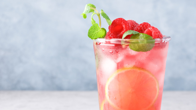 pink lemonade with raspberries