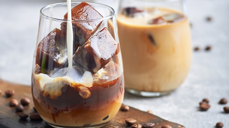 pouring iced coffee