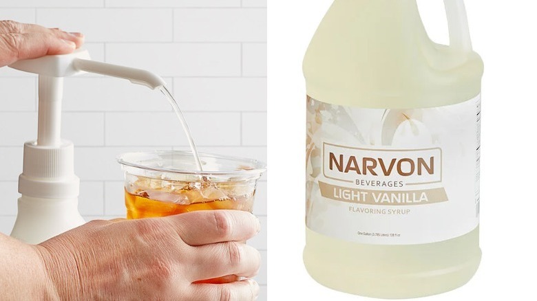 Bottle of vanilla Narvon syrup