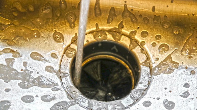 Water running into a garbage disposal