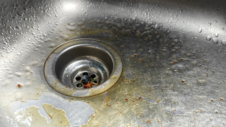 A dirty kitchen sink