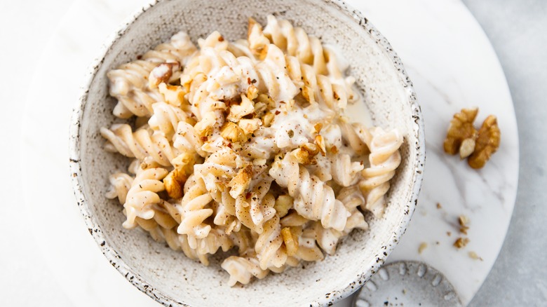 Italian walnut sauce on pasta