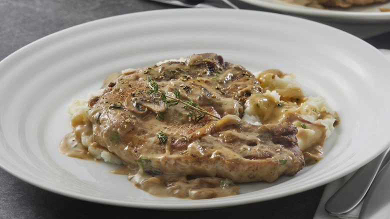 Pork chop with mushroom sauce