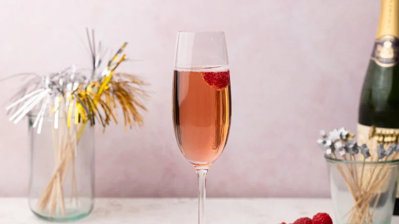 Kir Imperial cocktail with Chambord