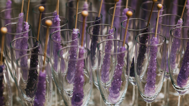 Rock candy with champagne