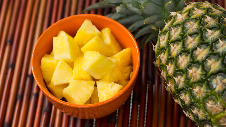 diced pineapple in bowl