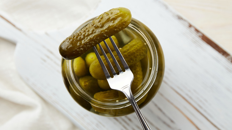 Pickle on fork being taken out of jar