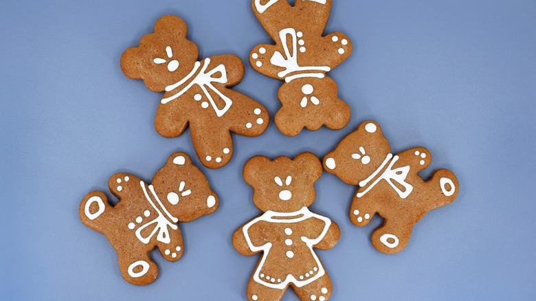 Gingerbread bears on a blue background