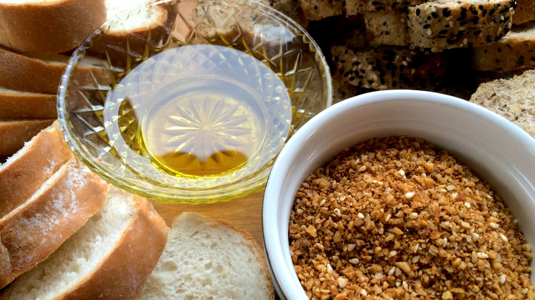 oil and dukkah with bread 