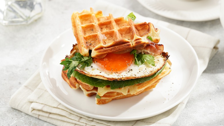 waffle and egg sandwich 